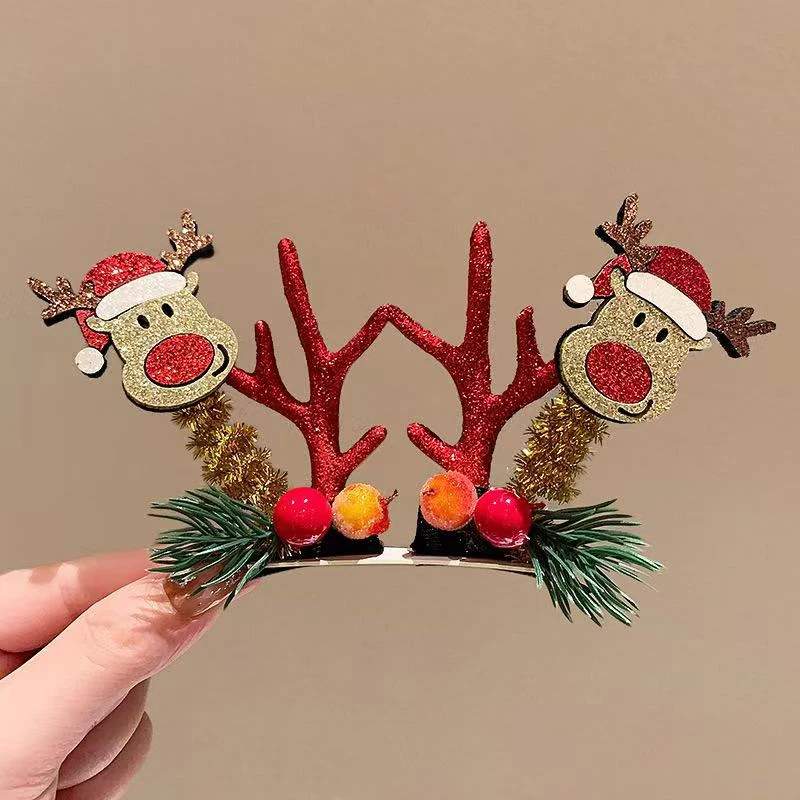 圣诞头饰发卡麋鹿角发夹圣诞节夹子成人发饰女