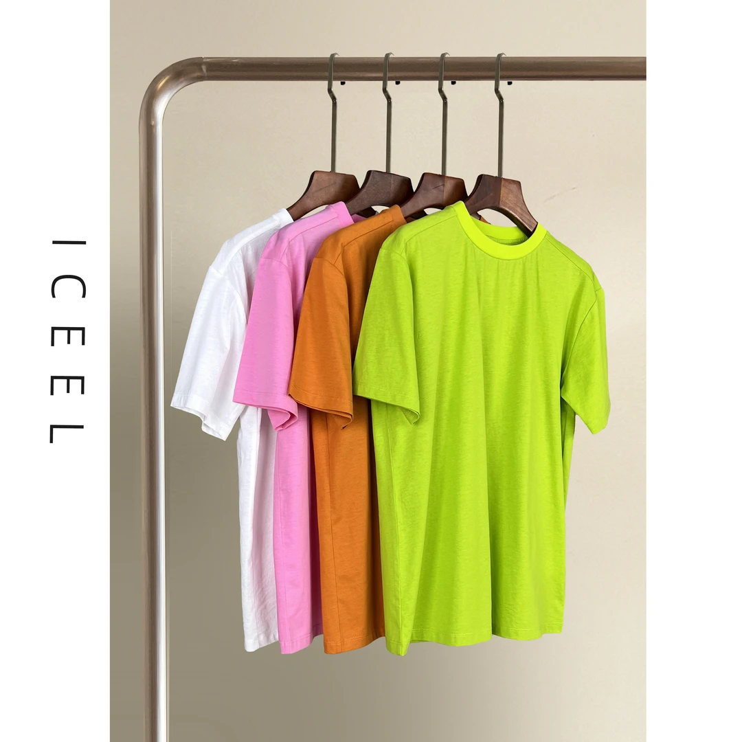 ICEEL原创女装高档纯棉短袖t恤女款夏季极简百搭宽松休闲圆领上衣