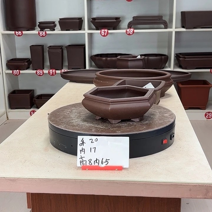 老***龚花盆紫砂束口浅六方