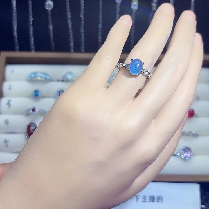 海蓝宝石戒圈银S925镶嵌