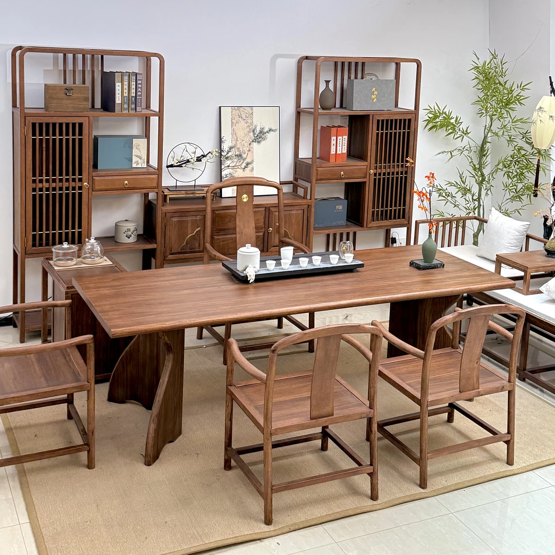 新中式实木星空大板茶台阳台简约家用茶桌椅多用古典办公室茶艺