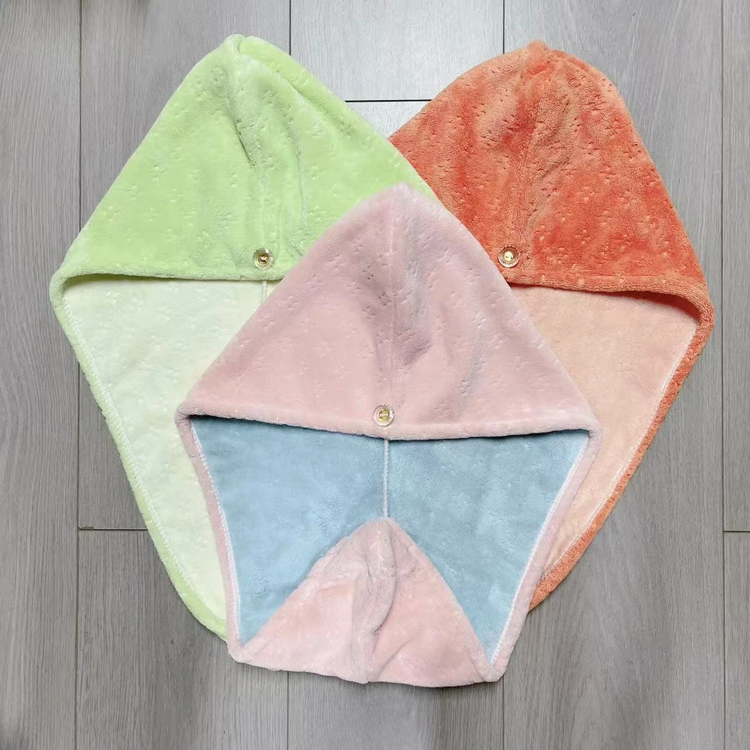 双色加厚吸水干发帽毛巾浴帽 3条装