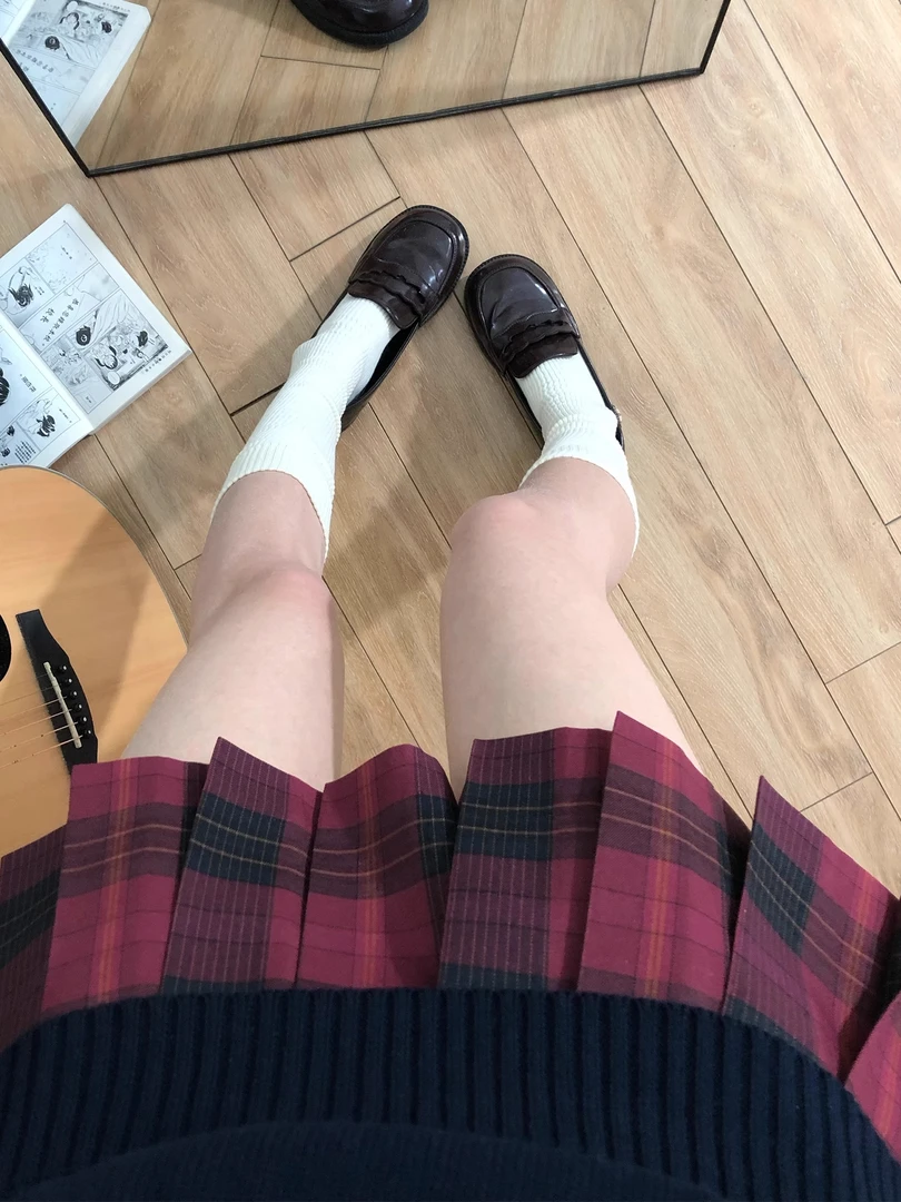 【枫】原创火星JK制服裙正版日系高腰半身裙女校供感红色格裙春夏