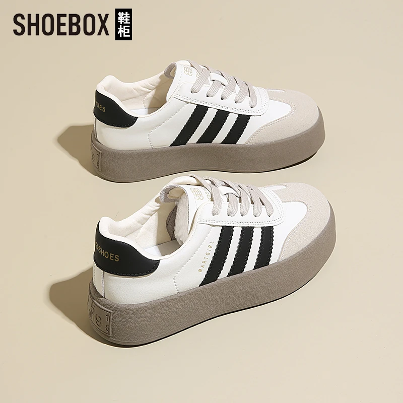 SHOEBOX鞋柜德训鞋女春季新款厚底百搭爆款小白鞋运动休闲板鞋