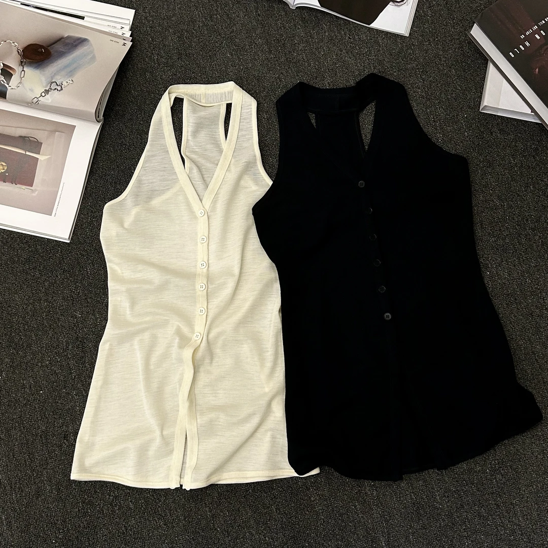 【塔鹿蕾】25年新品百搭显瘦后工字设计针织背心D100