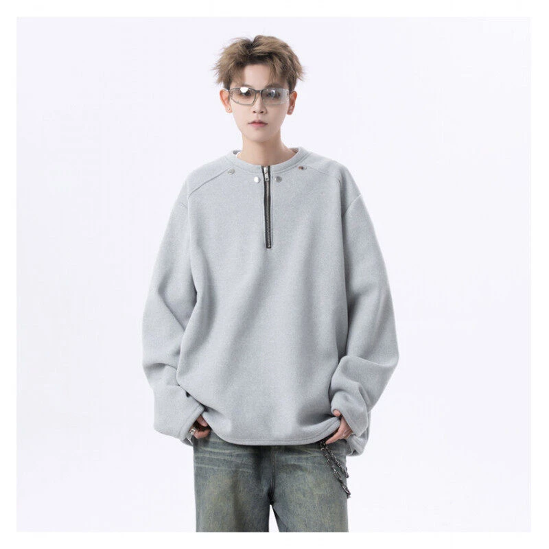 韩版痞帅半高领卫衣男士休闲宽松防风保暖打底衫时尚潮流百搭上衣