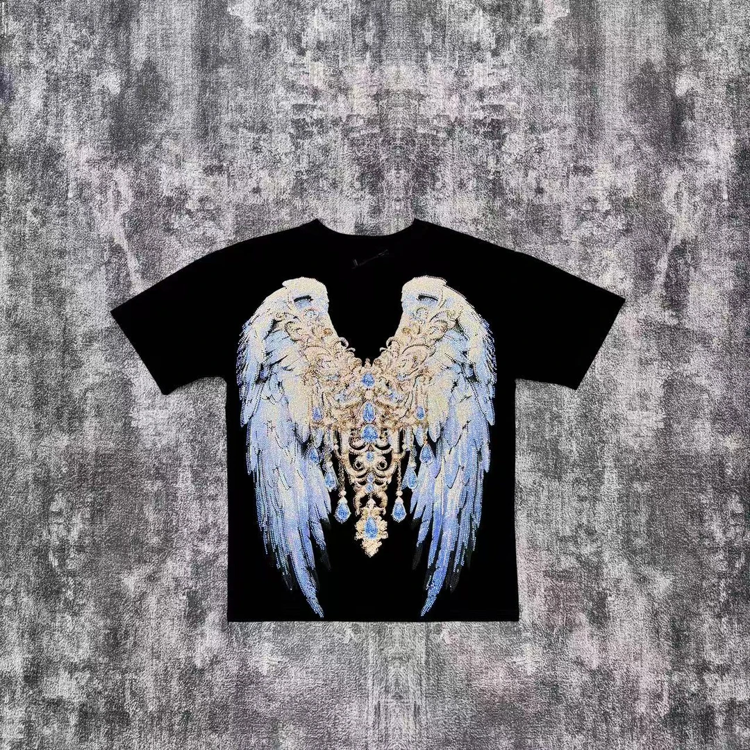 t恤上衣男士半袖时尚半袖宽松个性圆领烫钻短袖12053