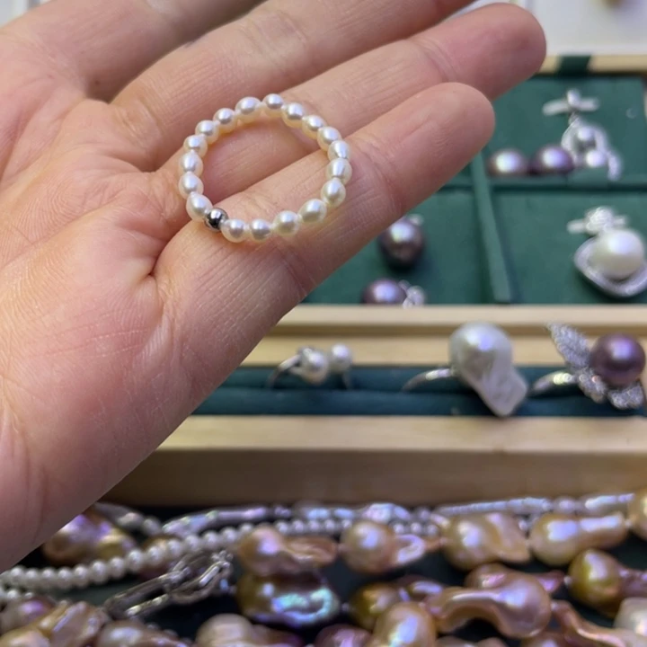 淡水珍珠戒指银S925镶嵌