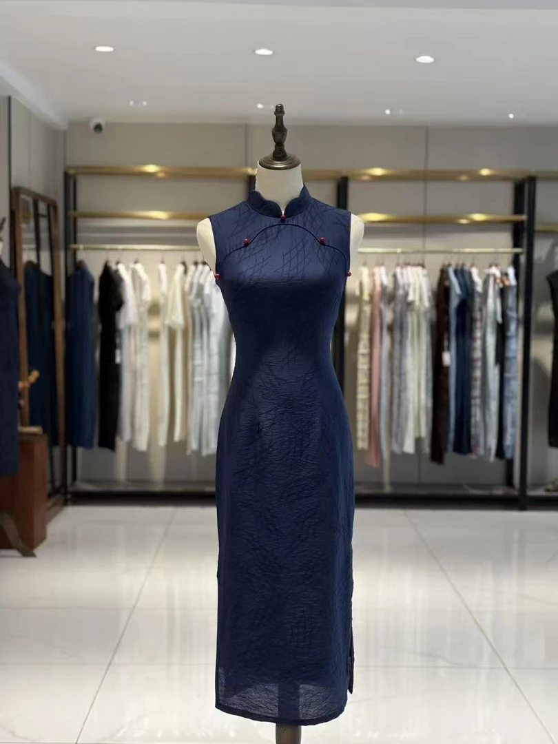 锦笙｜清歌两色123cm改良新中式无袖拉链款修身日常秋夏款年轻旗袍