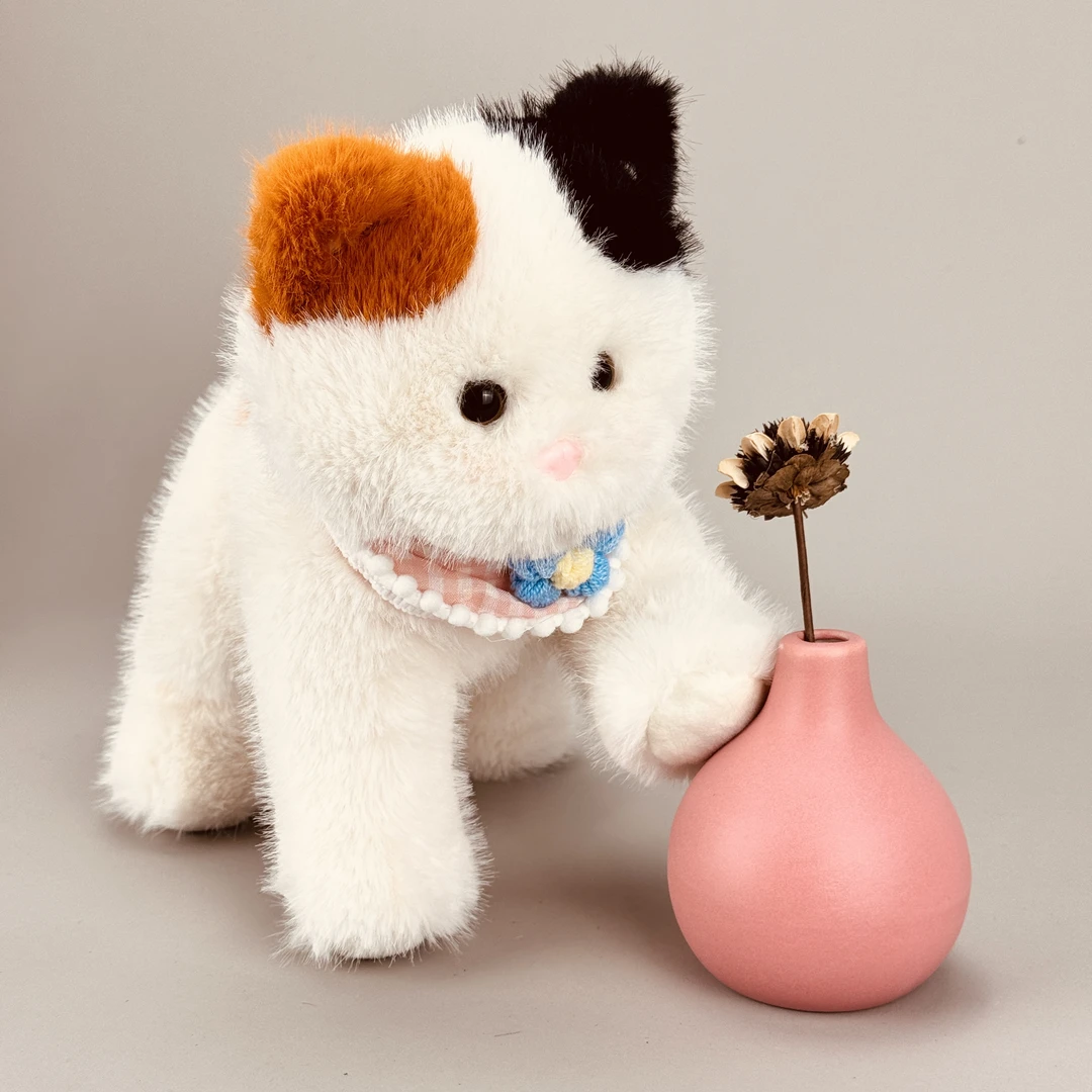 原创三花猫咪围兜小狐狸玩偶娃娃布娃娃豆袋生日礼物公仔豆袋填充