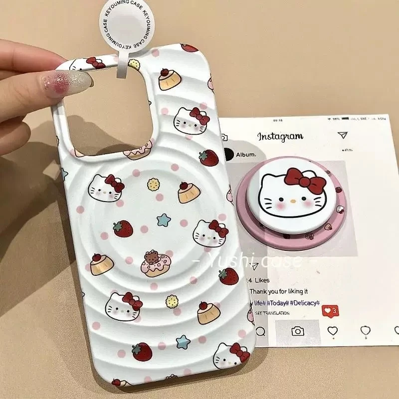 可爱草莓脸红kitty磁吸支架适用苹果17promax手机壳iPhone16女14