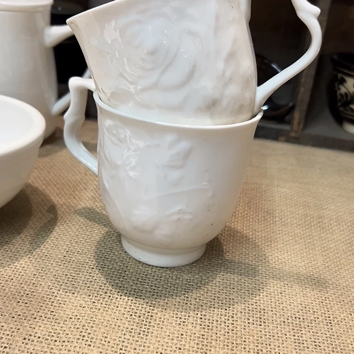 库存尾货出口浮雕杯一对