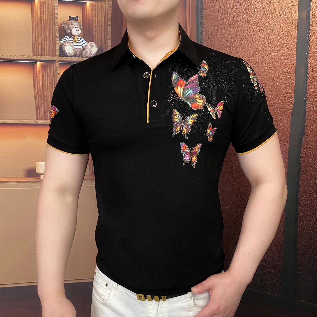 《蝴蝶乐章》2025夏POLO衫男士时尚休闲夏季半袖潮流修身翻领帅气