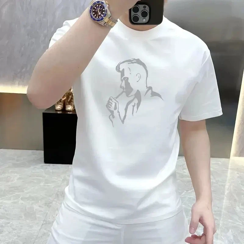 夏季新款百搭高品质短袖男休闲时尚圆领潮流印花个性半袖上衣T恤