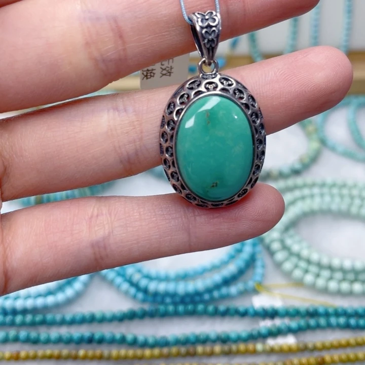 绿松石银S925镶嵌颈饰
