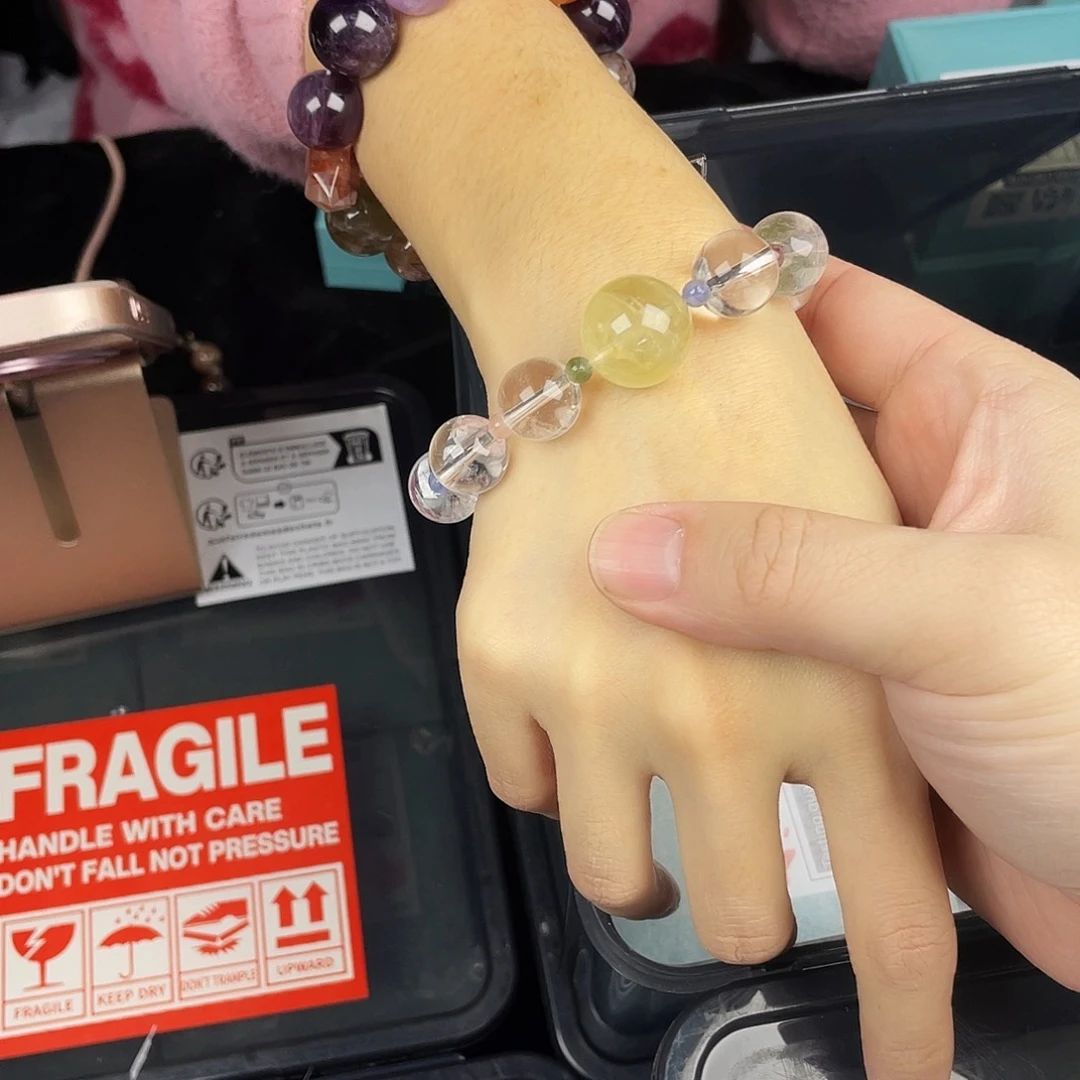 水晶手串银S925镀金镶嵌