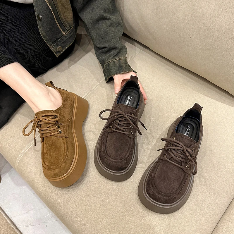 厚底勃肯鞋女春季2025新款百搭系带女鞋全包博肯鞋子复古休闲单鞋