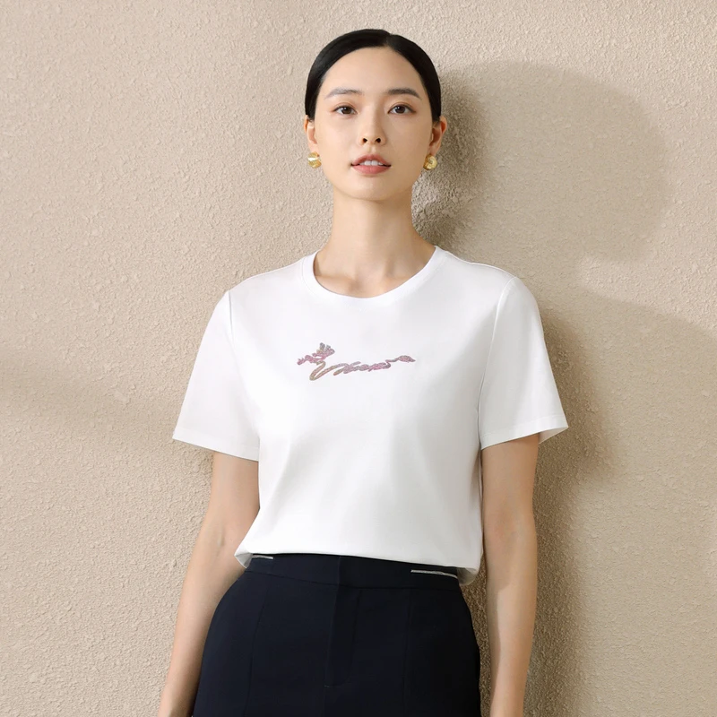 娜尔思2025春季新款上衣短袖简约通勤T恤女NM01947V0