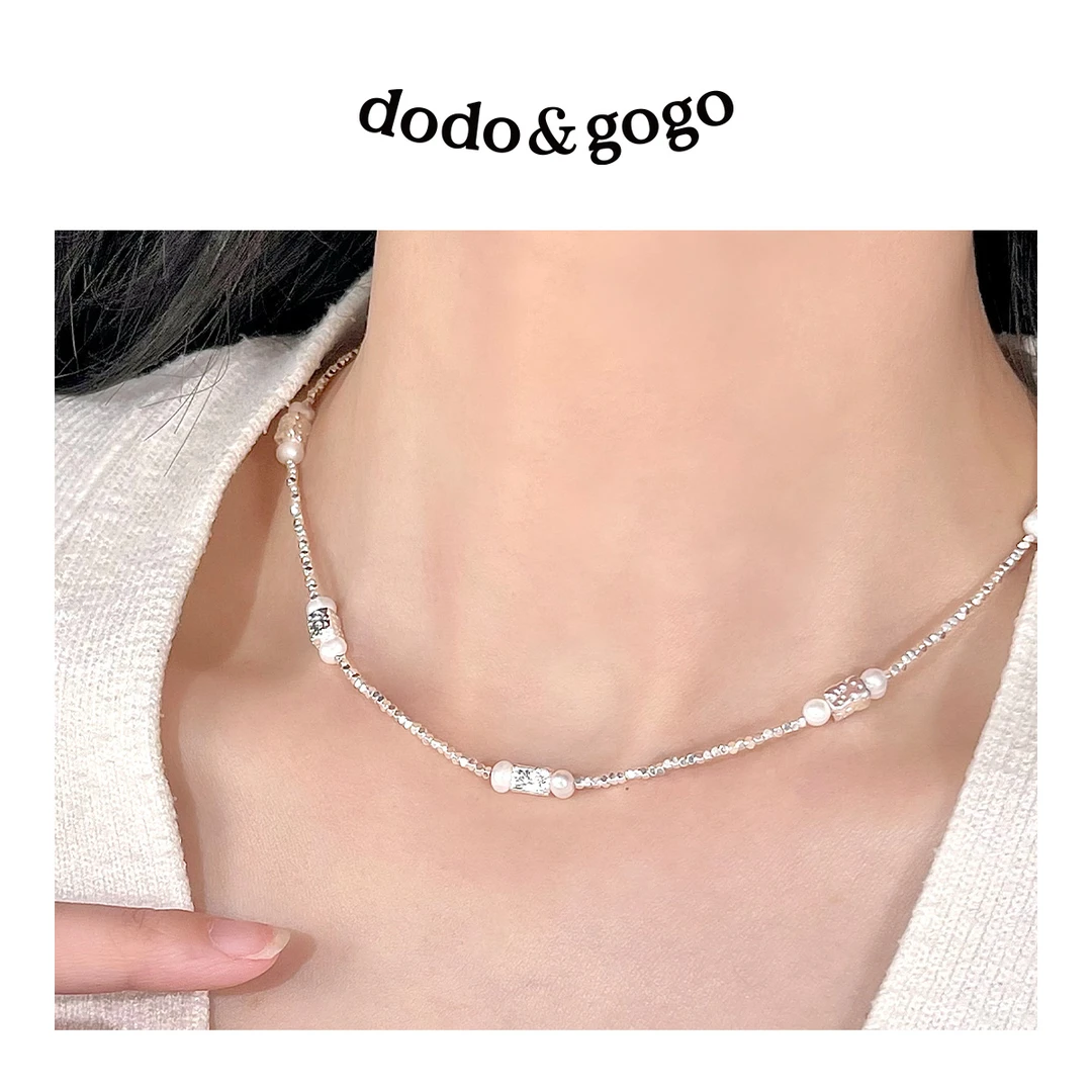 DODOGOGO 合金项链 法式复古珍珠项链女轻奢高级感锁骨链百搭颈链