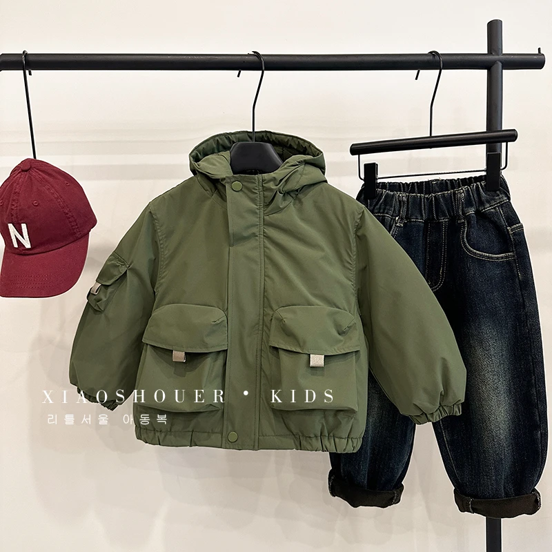 【小首尔】原版现货-qc7男童休闲保暖外套韩范纯色连帽棉衣HBB2808