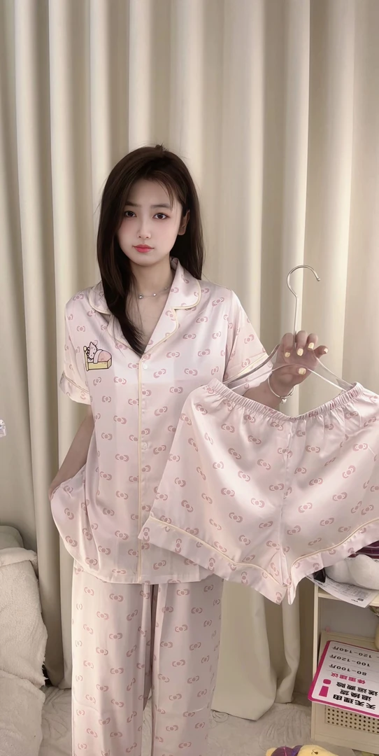 日系kitty猫睡衣女夏季新款云朵棉短袖短裤薄款可爱ins夏天家居服