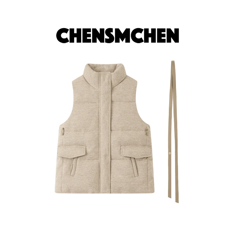 CHENSMCHEN 绵羊毛时尚百搭鹅绒服马甲女保暖显瘦上衣CSY9344QQ