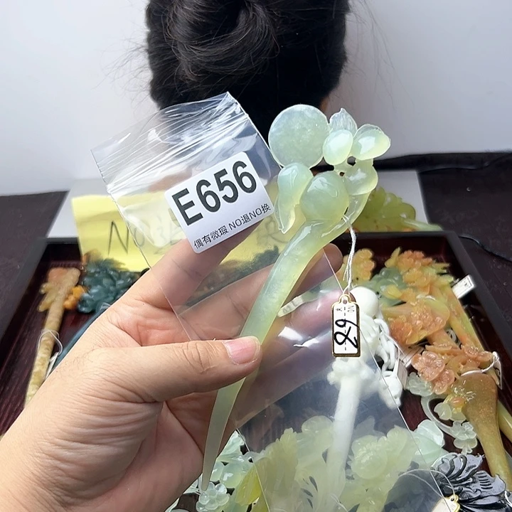 蛇纹石玉发饰合金呆****丶