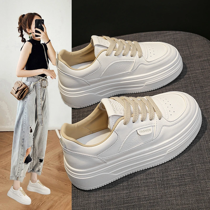 厚底显脚小休闲板鞋女鞋春季2025新款爆款小白鞋女透气轻便运动鞋