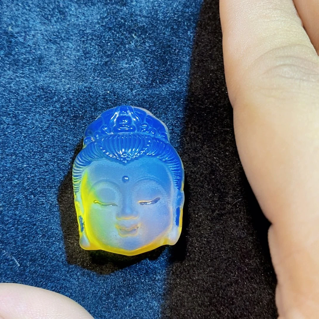 快***子蓝珀未镶嵌珠宝奇石观音
