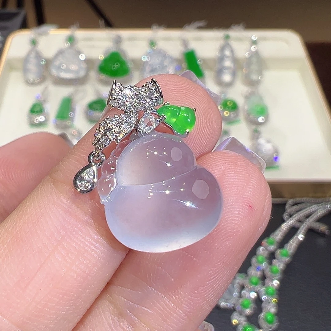 翡翠18K金镶嵌吊坠(不含链)翡翠