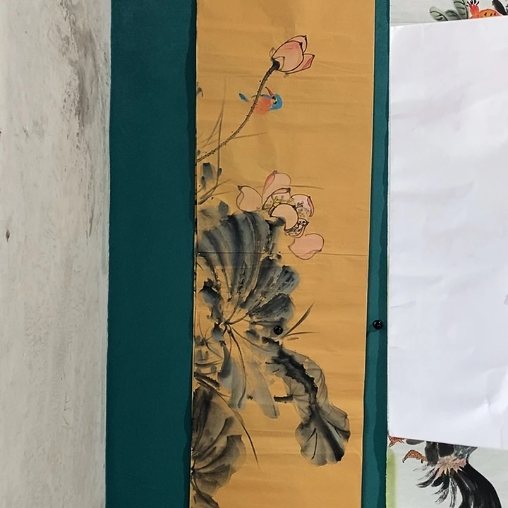 国画张云静老师四尺对开横幅荷花