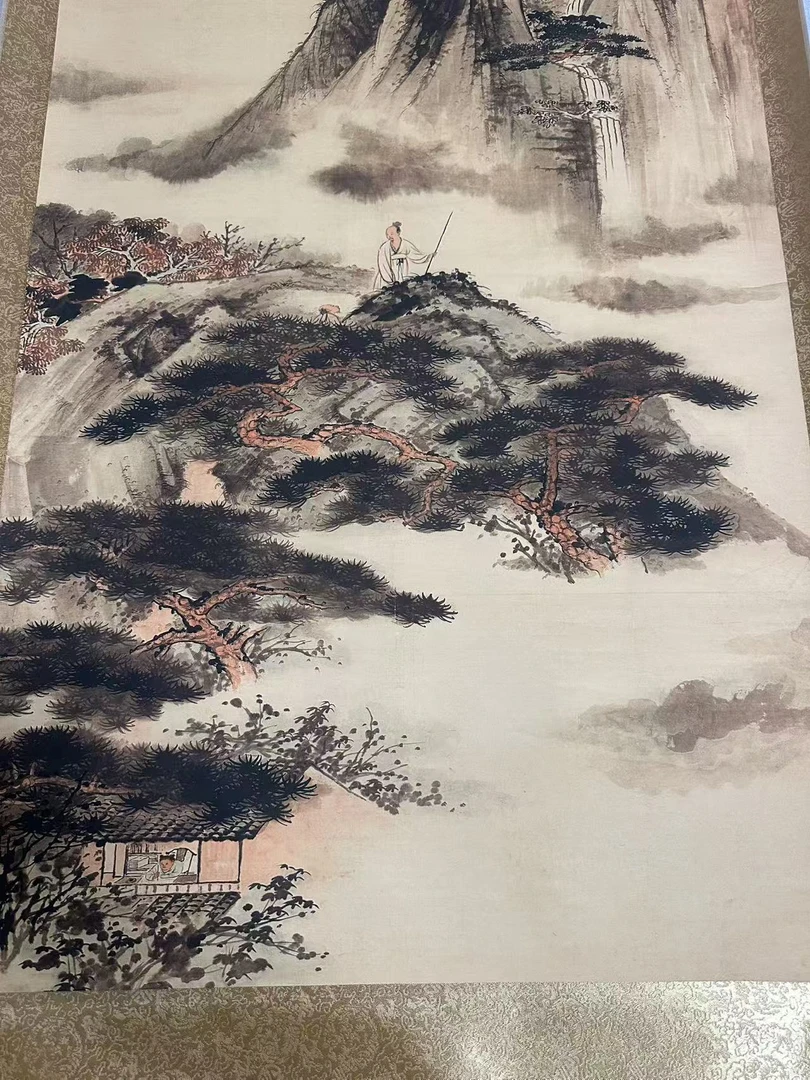 六尺千客厅办公室适用古山水丝绸画卷轴国画