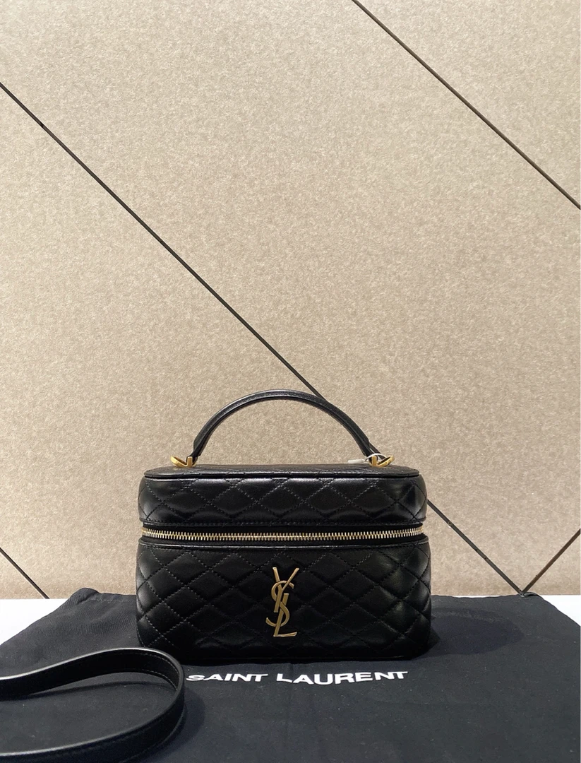 99新 YSL/圣罗兰 帝爵鹏哥直播专享/黑金全皮饭盒包