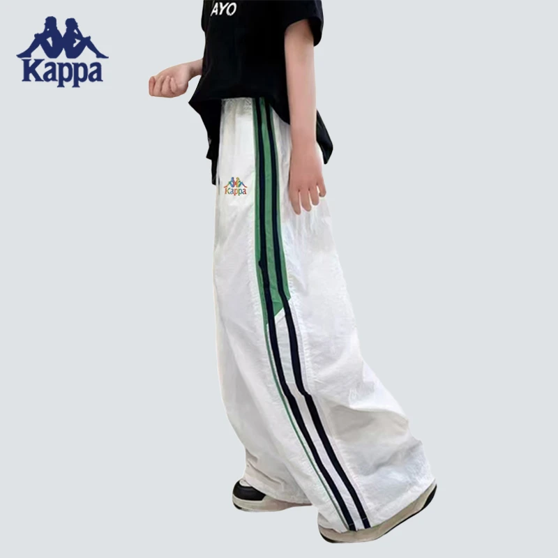 Kappa Kids卡帕夏季休闲百搭直筒纯棉运动裤-22002条纹
