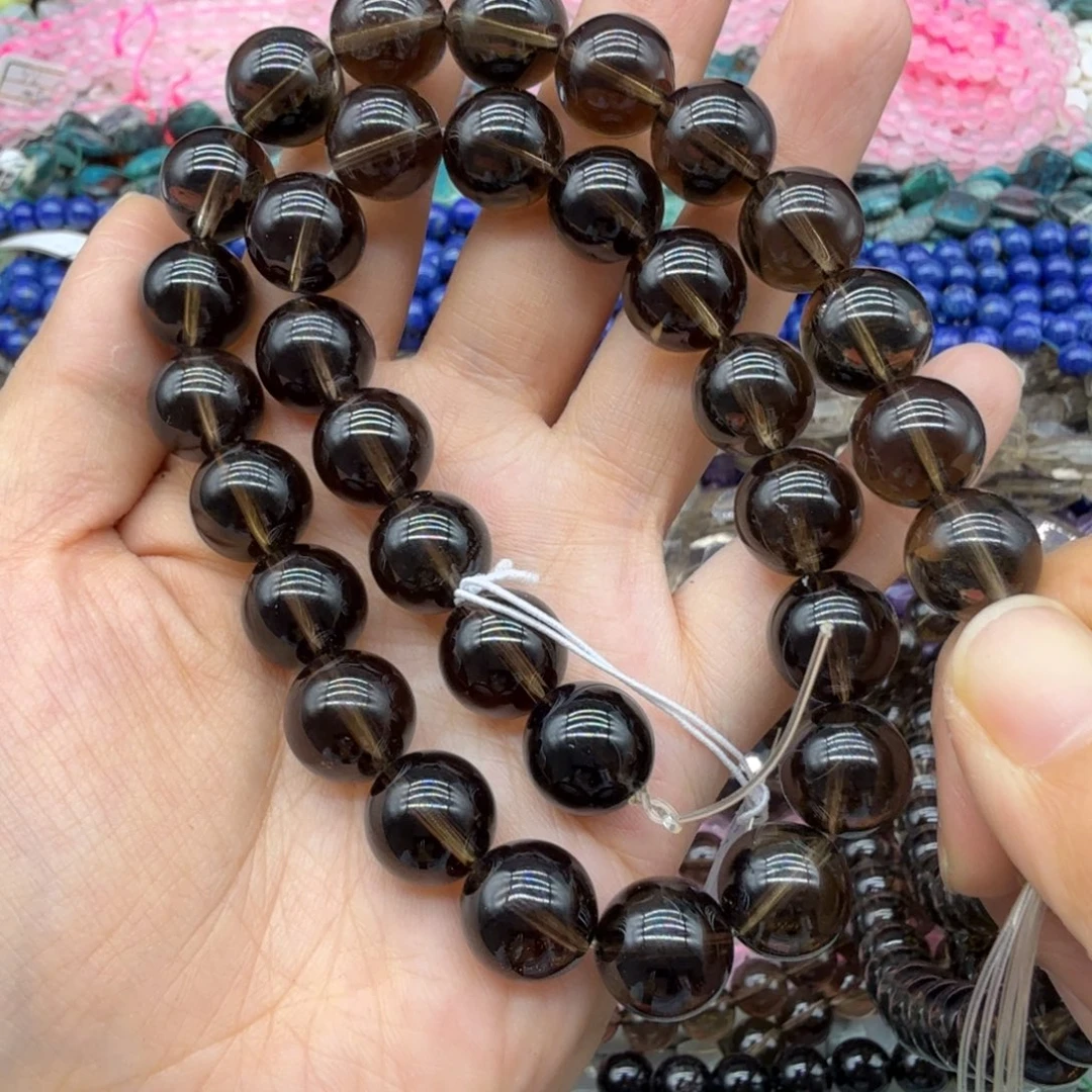 水晶珠宝半成品未镶嵌卡11+茶黄晶一条（拍二发一）