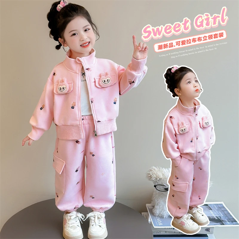 可爱超萌女童衣服独特洋气秋装宝宝休闲风套装春秋款简约韩版潮流