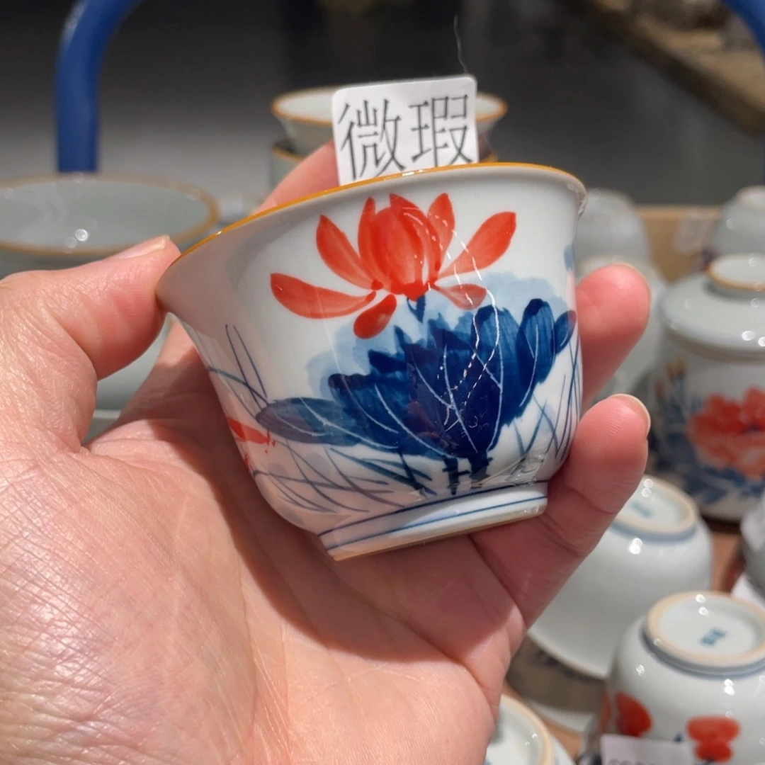 釉下手绘茶具微瑕