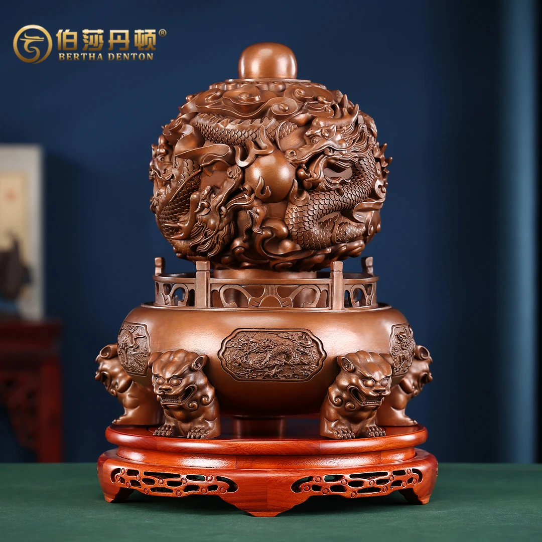 伯莎丹顿九转乾坤鼎紫铜摆件创意客厅装饰品酒柜装饰大号开业礼品