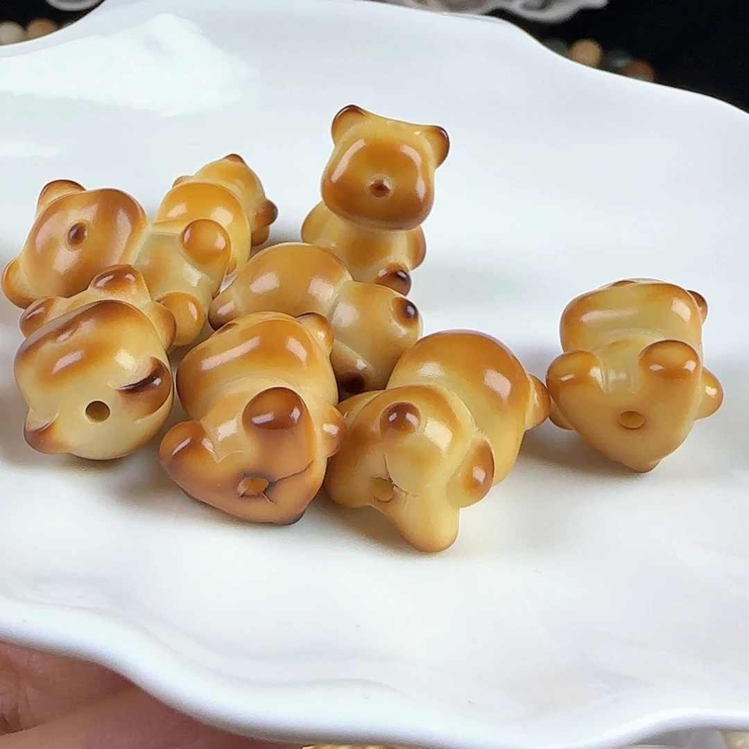 菩提根/象牙果吊坠小瑕牙果烤熊4颗