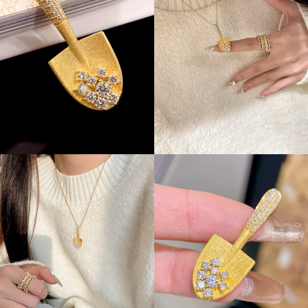 XL3669 「爆闪小金铲」项链点钻精工锁骨链精致小众设计