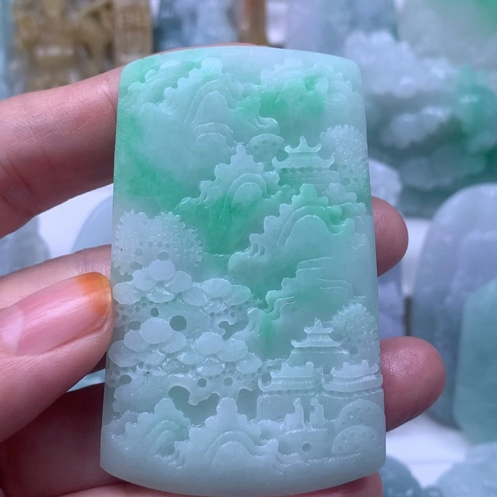 定制翡翠未镶嵌挂件山水挂件