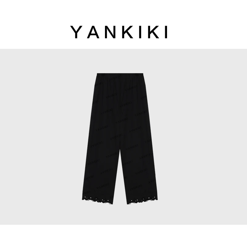 花边直筒小黑裤 YANKIKI 2025夏季款NEW