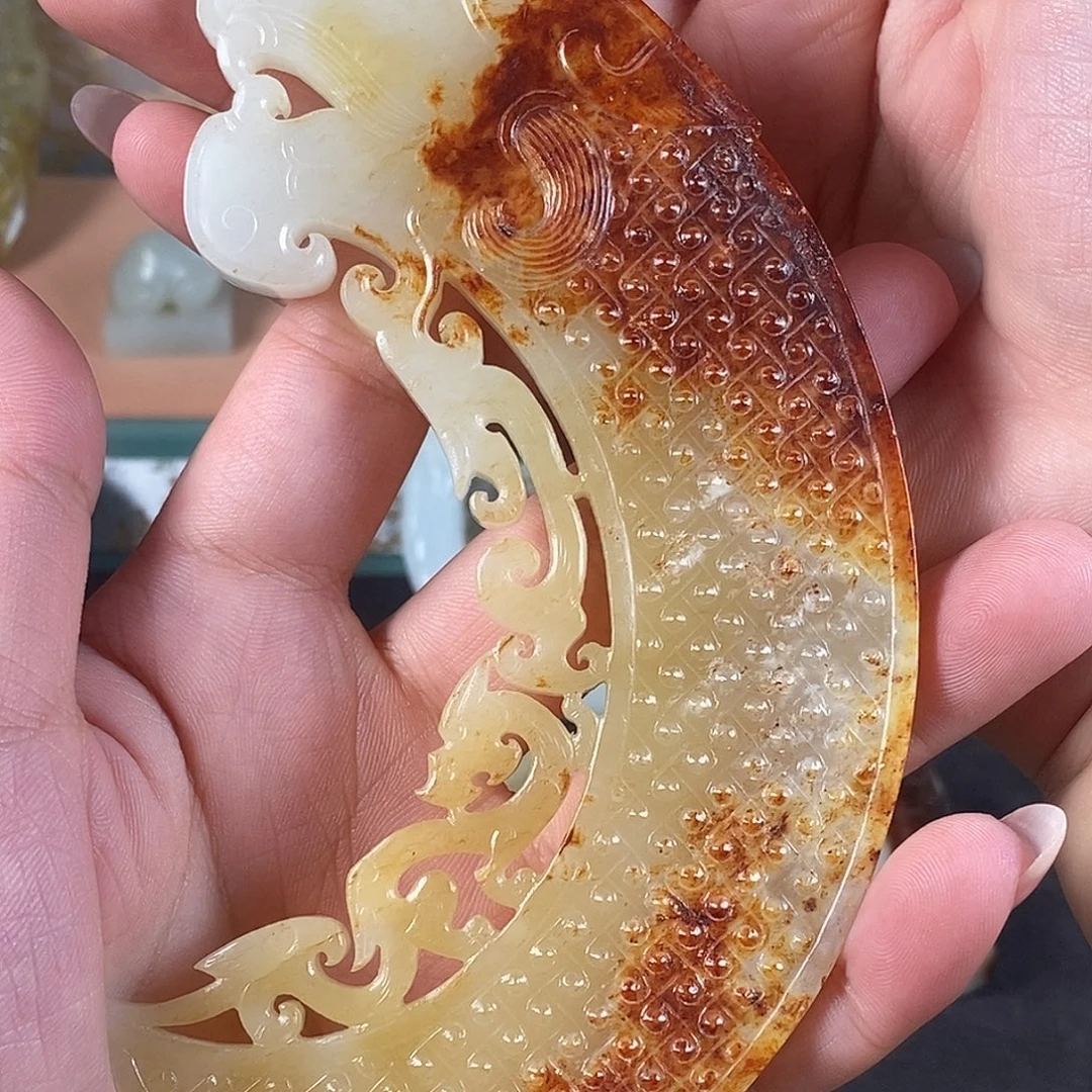 光***月和田玉未镶嵌挂件