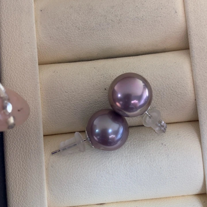 银S925镶嵌耳饰淡水珍珠