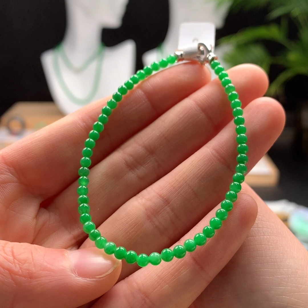 翡翠手链未镶嵌天然缅甸A货翡翠