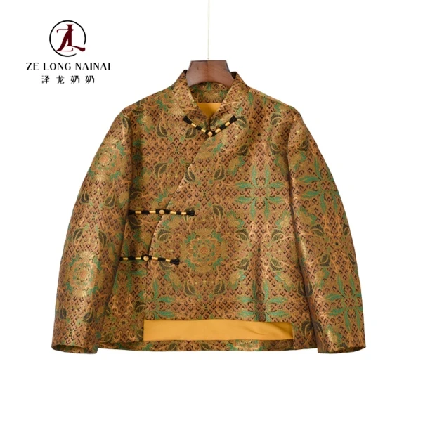 88047鎏金璀璨新中式国风桑蚕丝立领斜襟上衣