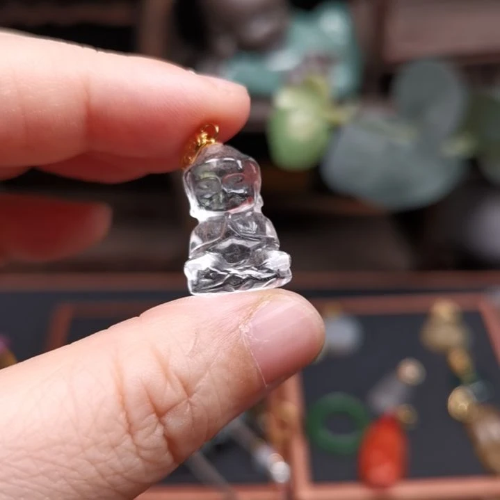 水晶颈饰银S925镶嵌宝宝佛