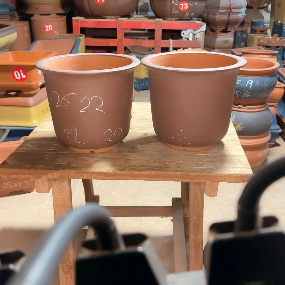 紫砂花盆高金钟盆两个