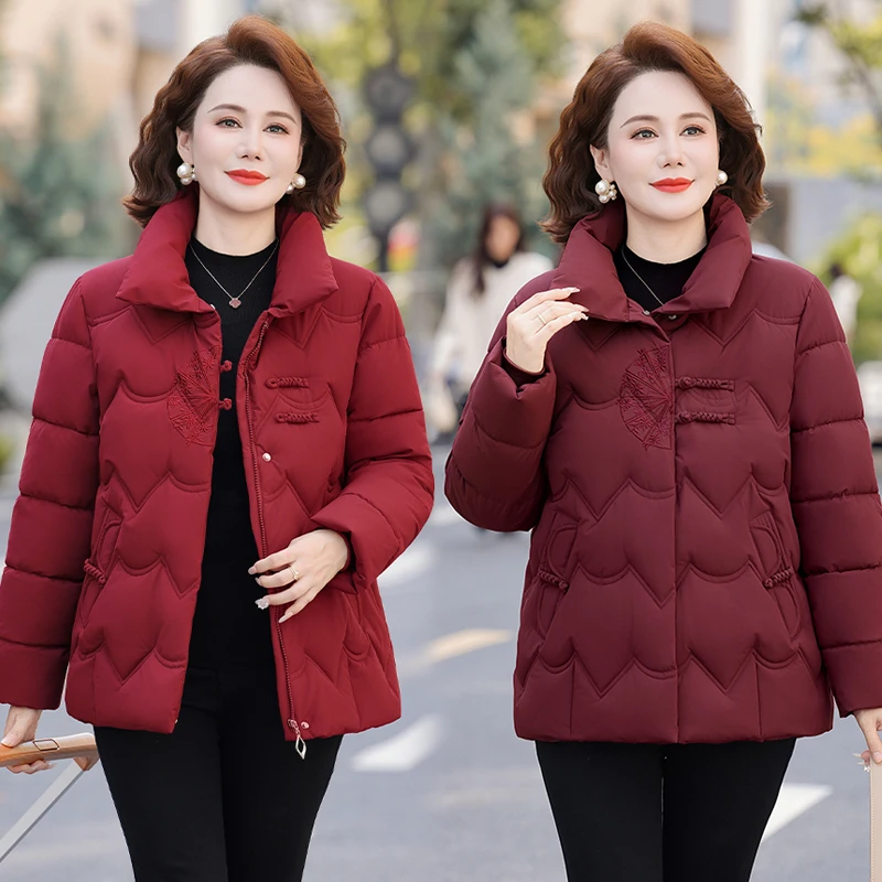 胖⁦太⁡太款式外套女款棉袄加绒加厚韩版冬季保暖百搭妈妈短款棉服