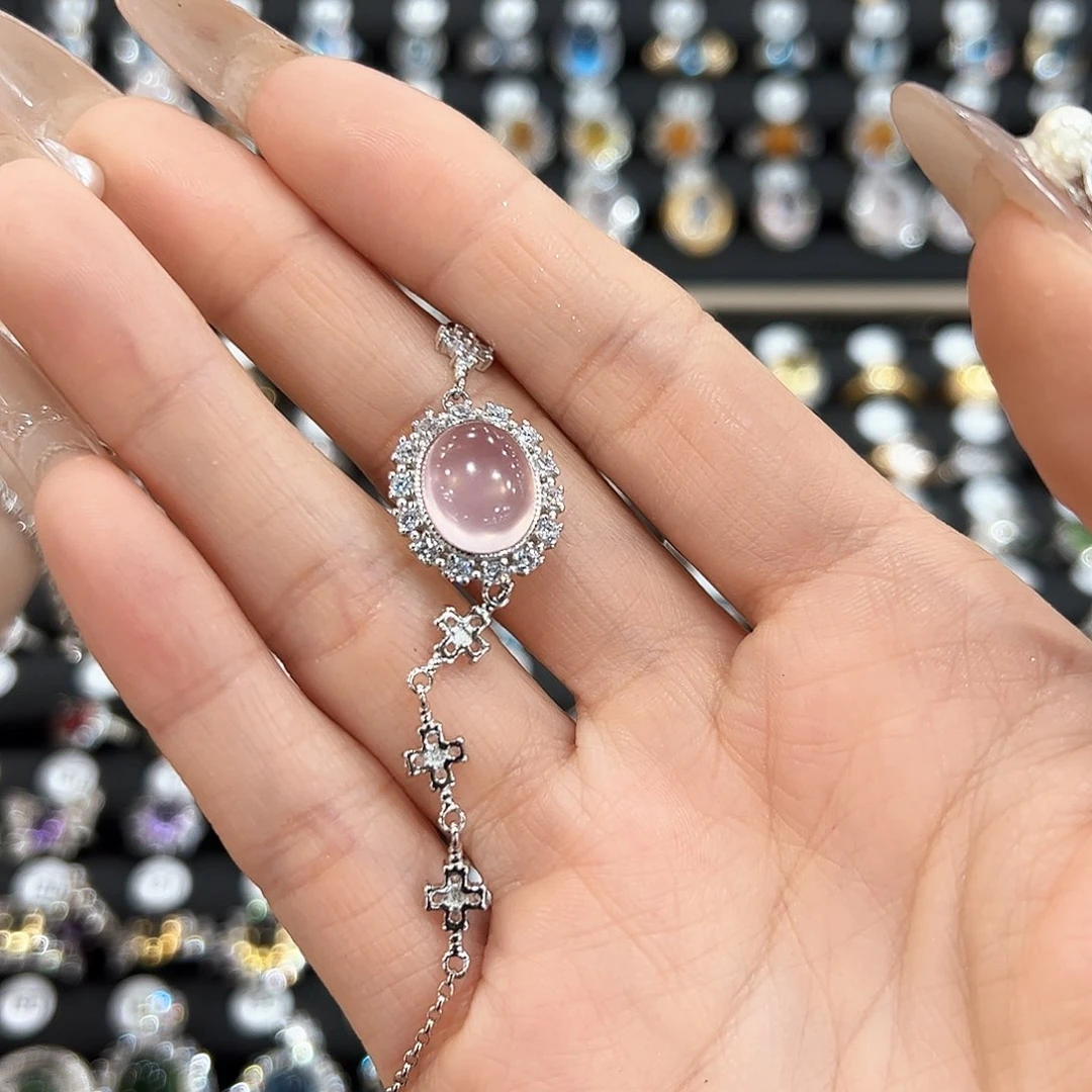 水晶金色拖不保色介意慎拍银托不掉色银S925镶嵌琳****朵